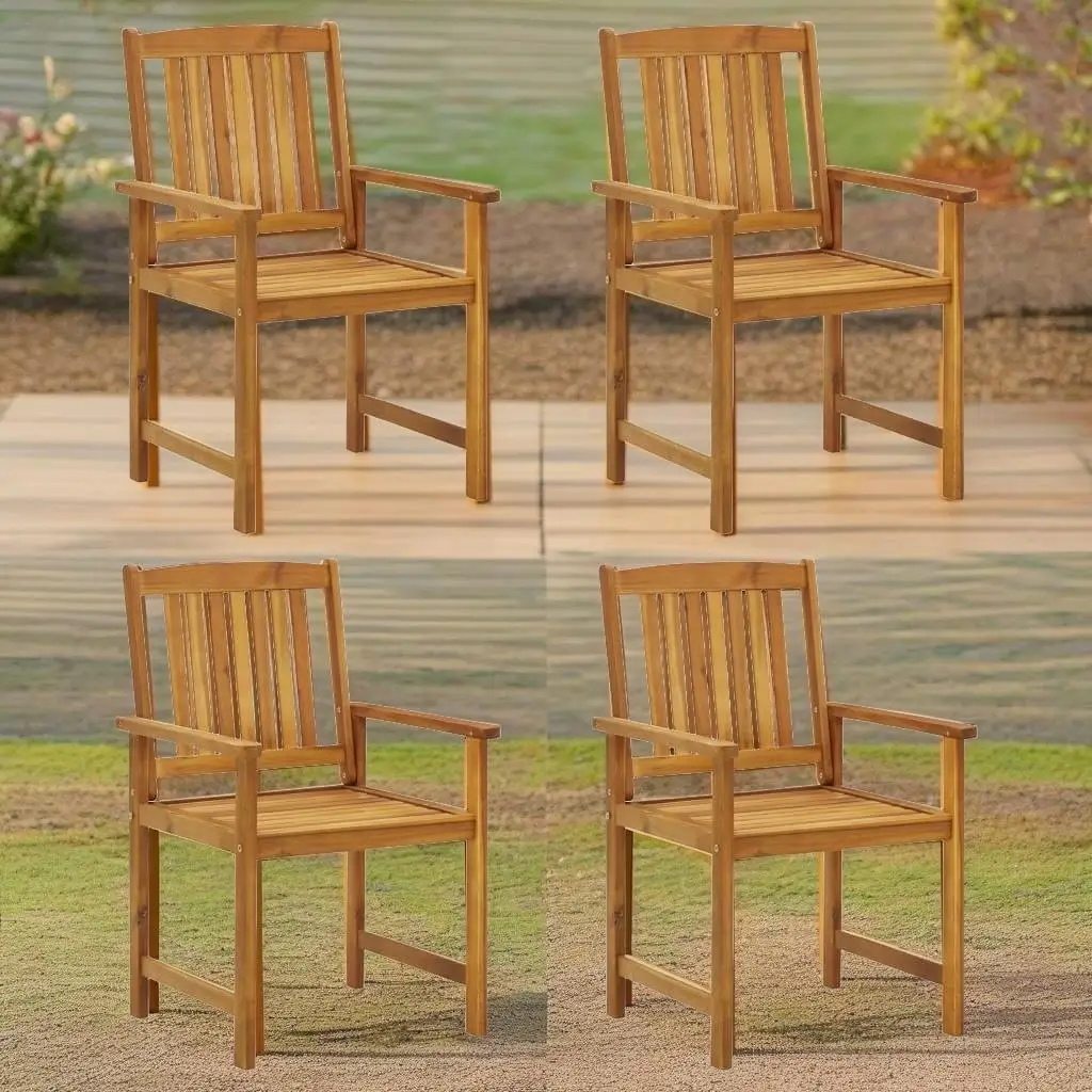 4-Piece Solid Acacia Wood Patio Chairs with Cushions - Outdoor Seating Set