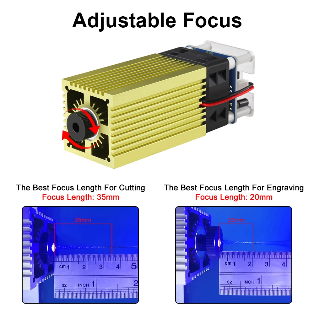 Imagem -02 - Cabeça Laser Azul Módulo Ttl para Corte a Laser Cnc Máquina de Gravação Ferramentas para Trabalhar Madeira e Acessórios 5w 450nm