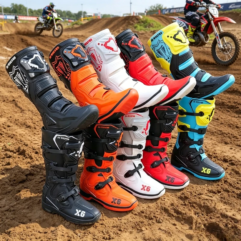 

Motorcycle Boot Men Women Riding Mid-Calf Ankle Protective Shoes Moto Motorbike Equipment Racing Long Motorcycle Boots Men