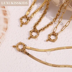 LUXUKISSKIDS Sailor Clasp Necklace Minimalist Choker Stainless Steel Geometric Rolo Link Cuba Paperclip Chain for DIY Jewelry