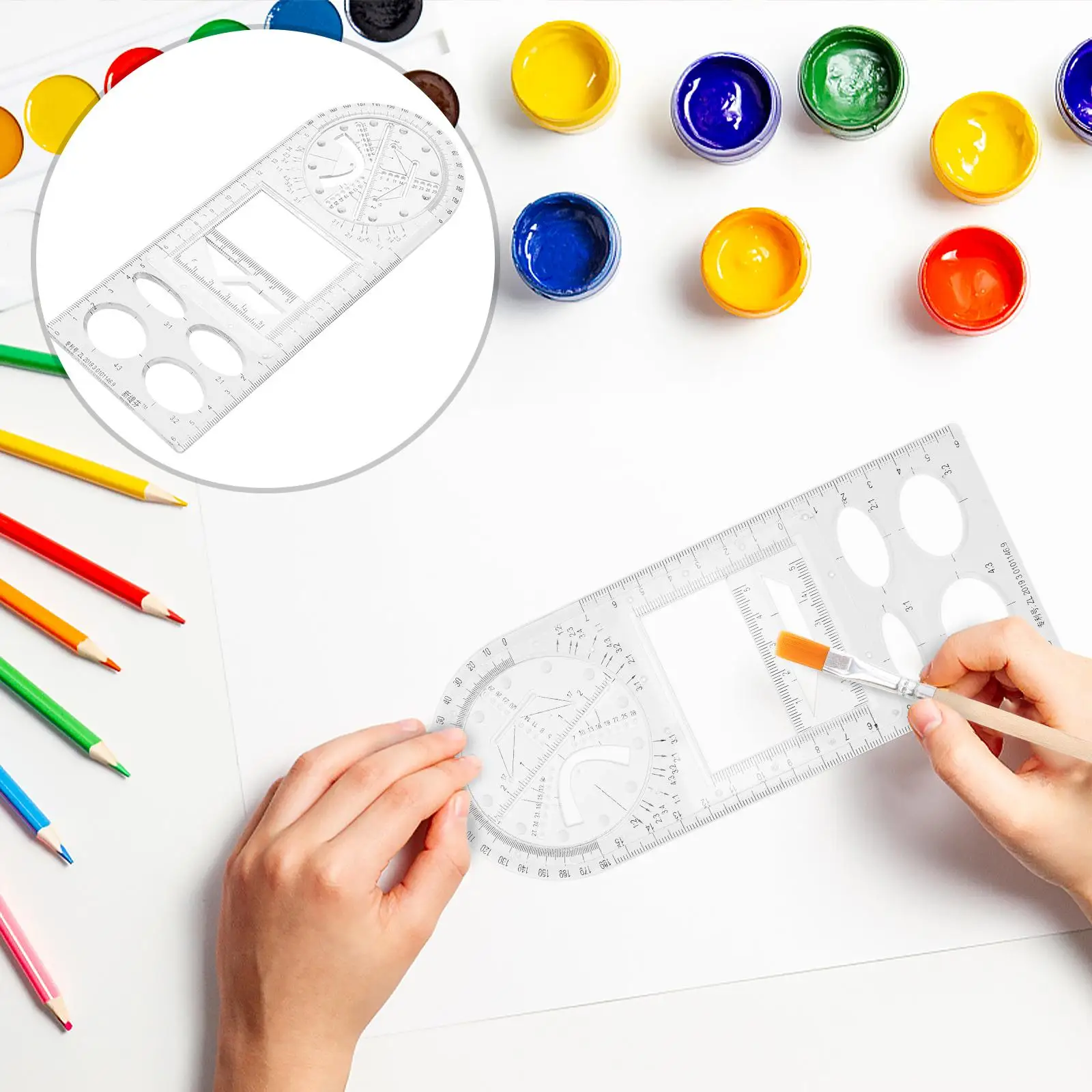 Plastic Drawing Templates Geometric Ruler Set Lightweight School Design Drafting Tools Multipurpose Measuring Architecture