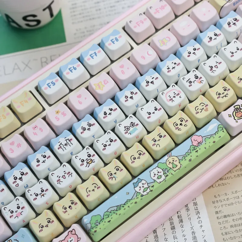 

Kawaii Chiikawa Theme Mechanical Keyboards Keycaps Cartoon Anime 135Keys Keycas Set Heat Sublimation Keycaps PBT Material Keycap