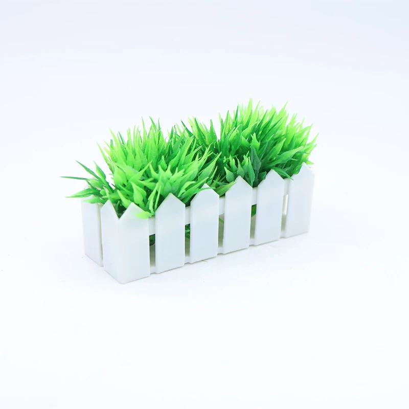 1/12 Dollhouse Simulation Grass Green Plant Fence Model Miniature Garden Decoration Dolls House Accessories