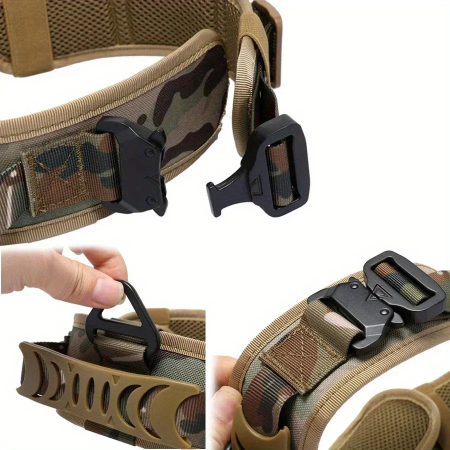 Plaid Pattern Heavy Duty Tactical Dog Collar with Reflective Large Handle, Metal Buckle, and Nylon - Suitable for All Breed Siz