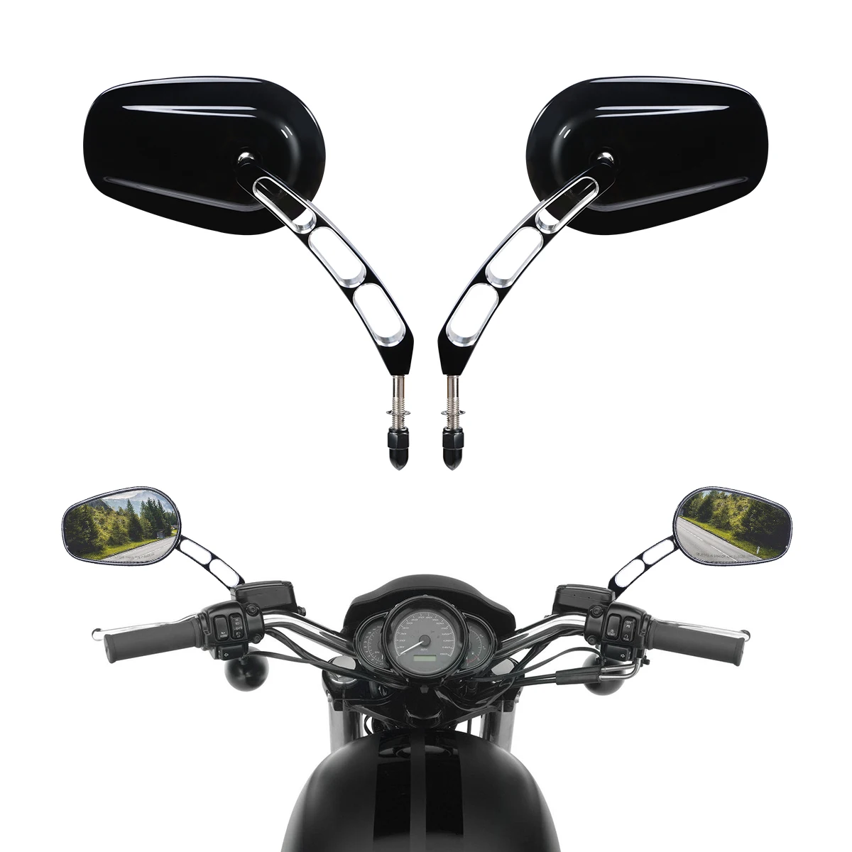 

8mm Rear View Mirrors Fit For Harley Touring Street Road Glide Sportster Softail Fatboy Dyna