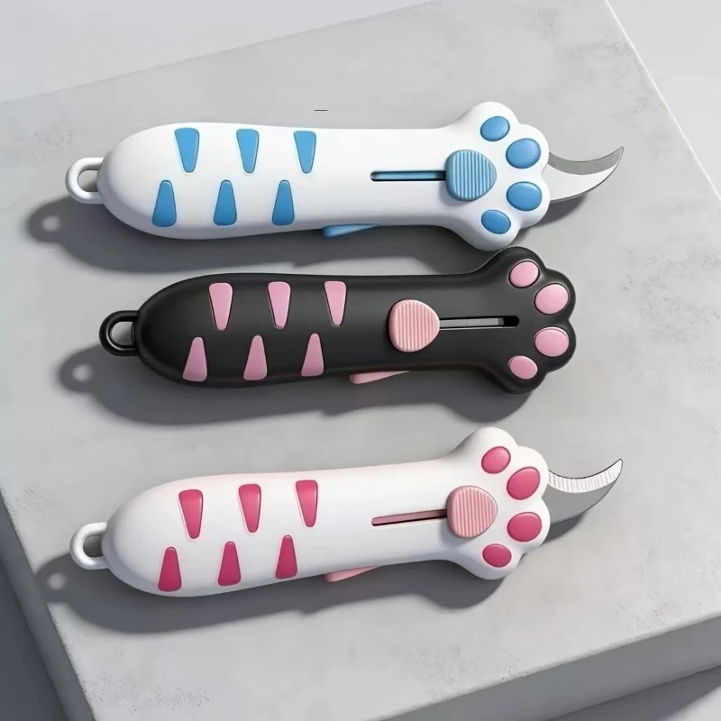 1pcs Adorable Cat Paw-Shaped Multi-Functional Knife,Manual Retractable Blade for Safety,Lightweight and Portable Craft Knife Set