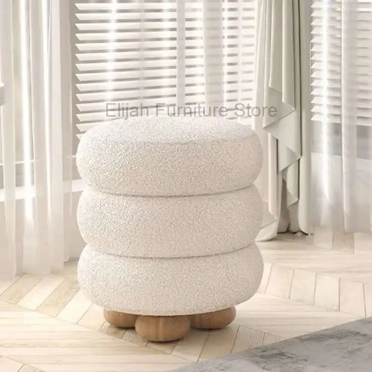 

Vanity Stool Chair ,Sherpa Dressing Stool ,Ottoman Foot Stool, Modern Ottoman Footstool Sofa Bench Extra Seating for Living Room