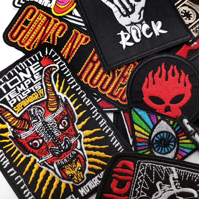 Czaszka Punk Rock Bands Star Iron On Patches Odzież Tkanina do szycia Ręcznie robione aplikacje na odzież Naklejki muzyczne Odznaki Parche