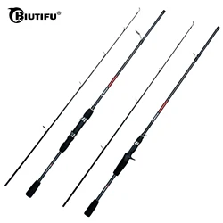 BIUTIFU Spinning Casting Lure Fishing Rod 2 Section Carbon Baitcasting Weight 5-25g Power Ultralight Fast Pole For Pike Phishger