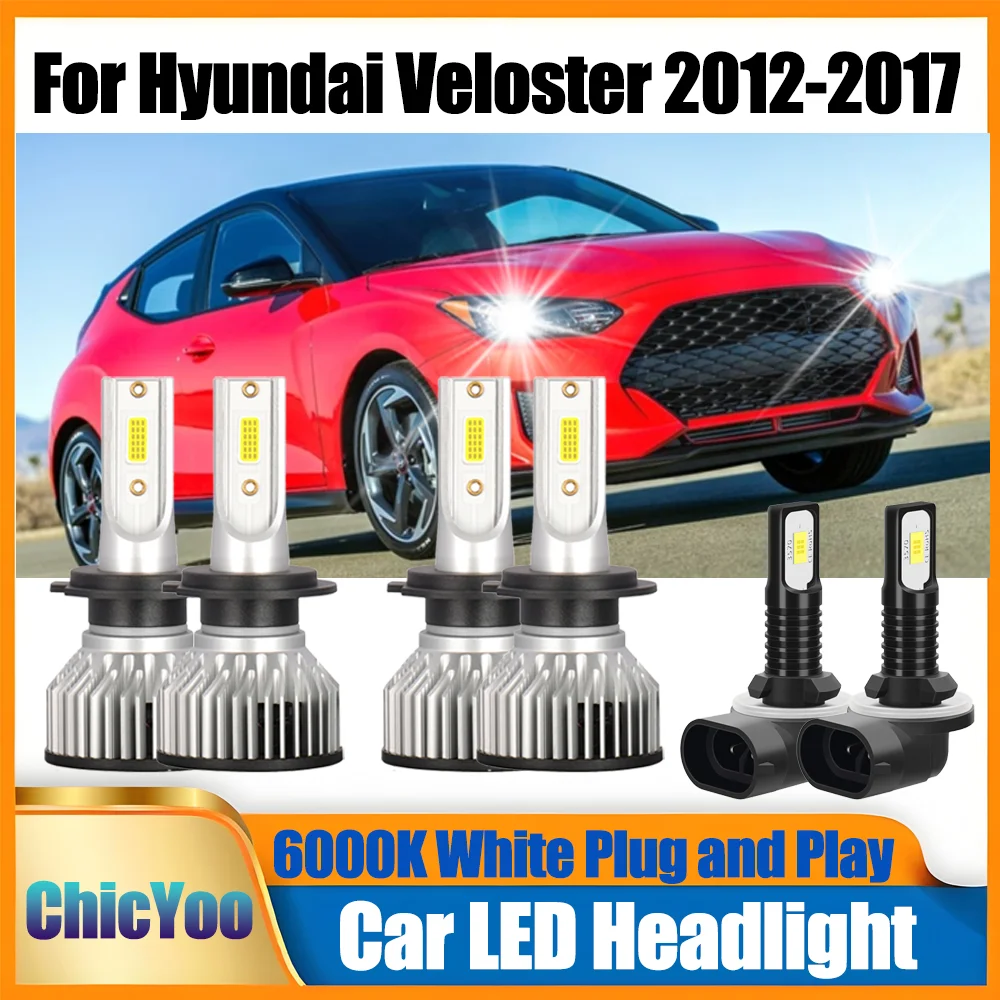 

6000K Super White High Low Beam LED HeadLights High Power Car HeadLamps LED Fog Lights 12V 24V For Hyundai Veloster 2012-2017