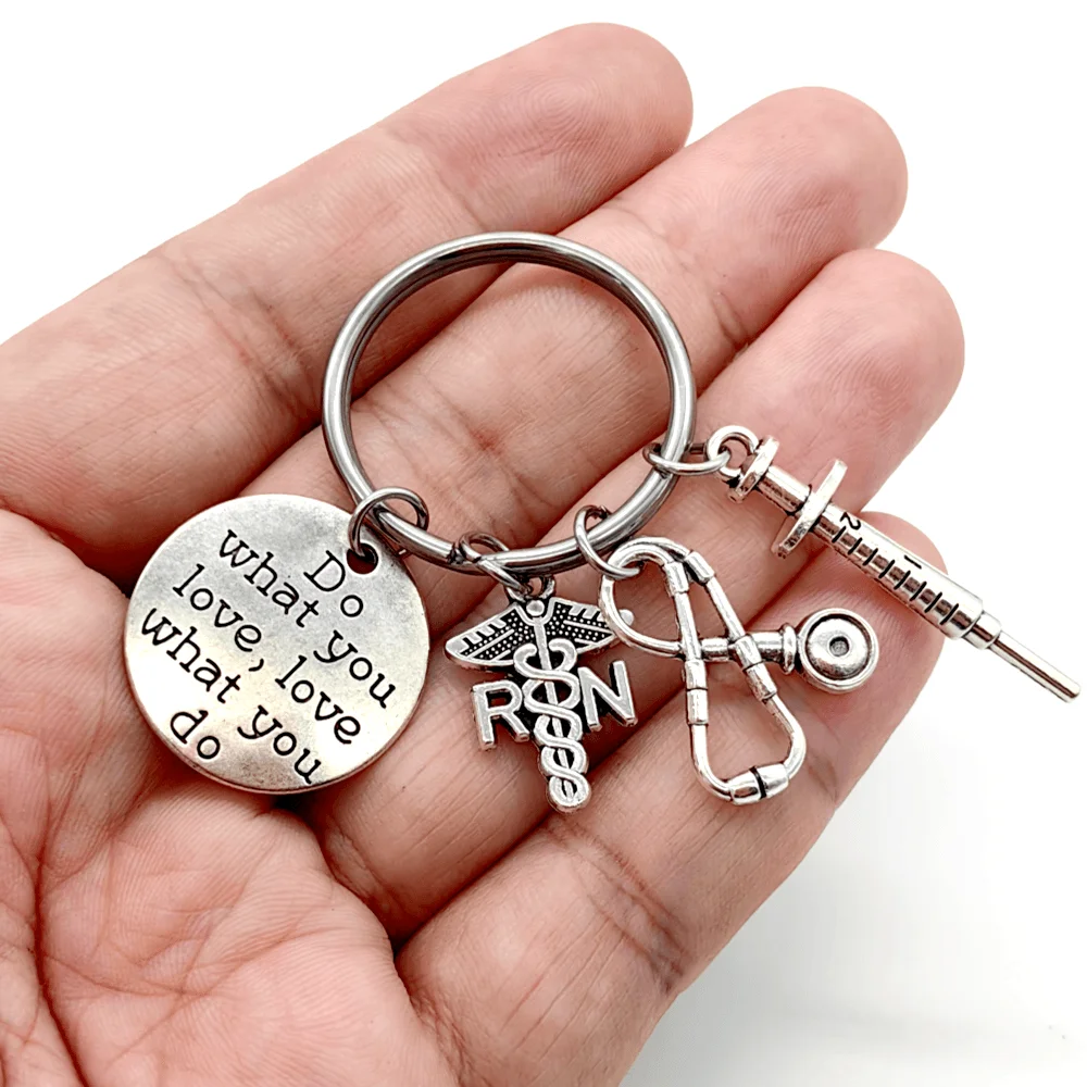 1Pc Inspirational Nurse Keychain Jewelry RN Medical Caduceus Keyring Backpack Bag Charms Graduation Birthday Gift to Sisters Mom