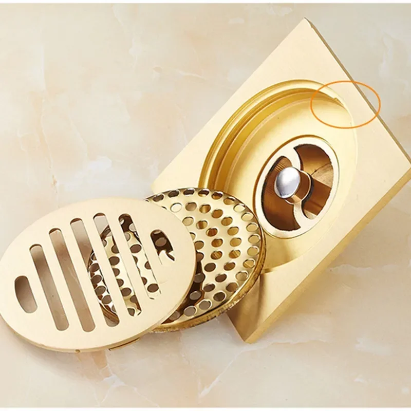 Euro Floor Drains 10cm Antique Brass Shower Floor Drain Bathroom Deodorant Euro Square Floor Drain Strainer Cover Grate Waste