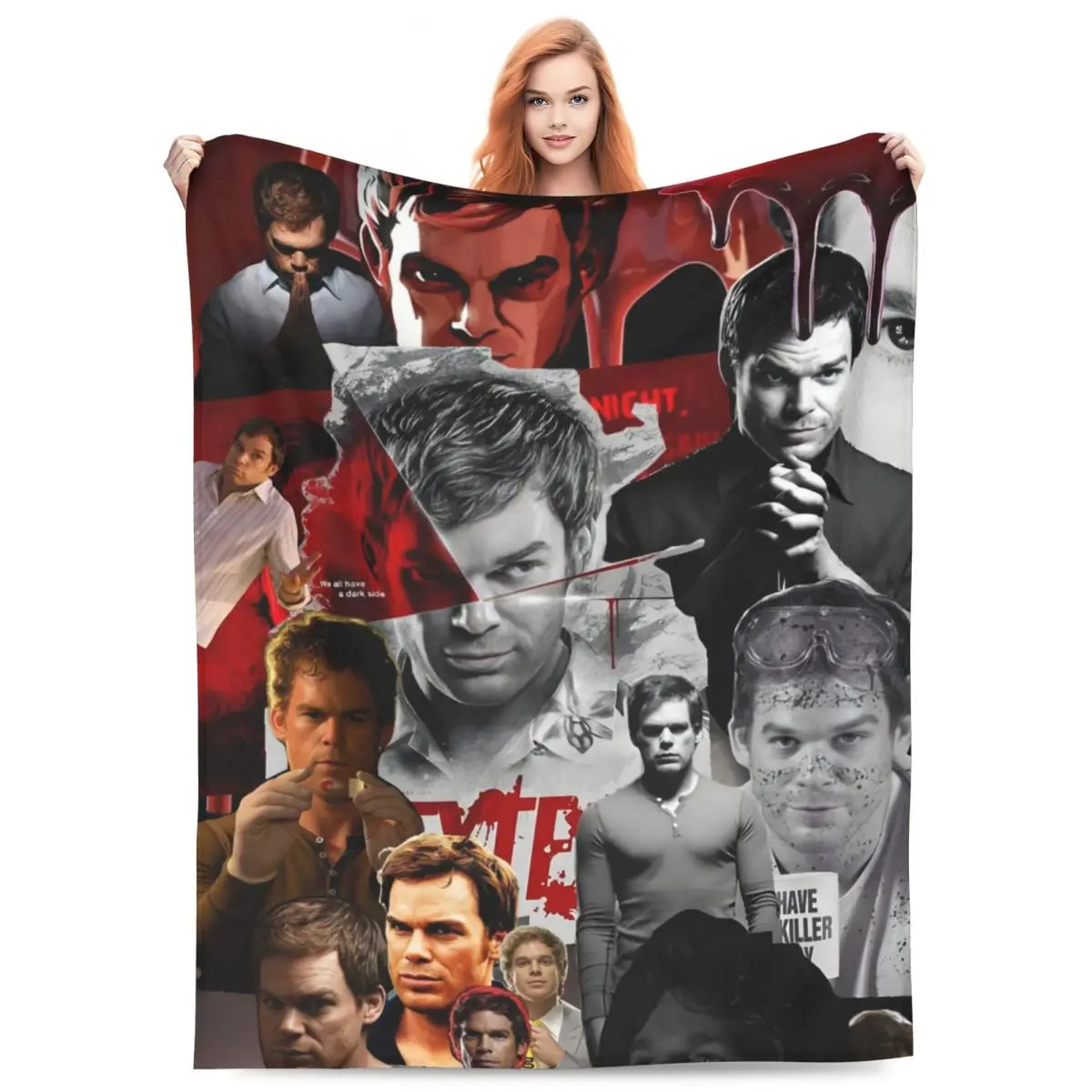 Custom 3D Printed Dexter Morgan Blankets Breathable Soft Flannel Autumn Movie Throw Blanket for Couch Outdoor Bed