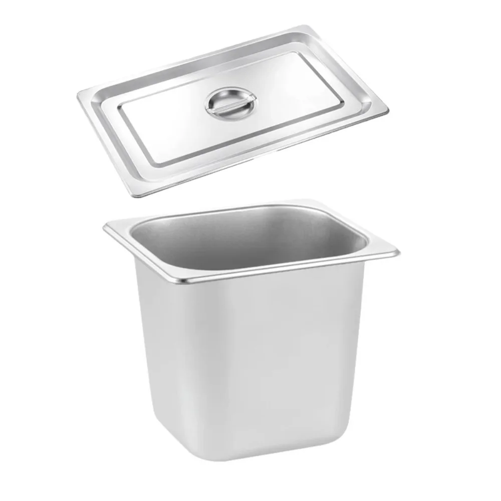 

Stainless Steel Canteen Food Basin Rectangular Thickened Food Storage Box with Cover Rust-proof Food Preparation Box Commercial