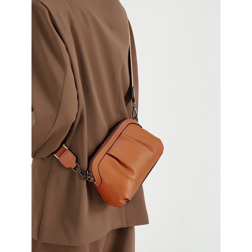 faionable-top-layer-cowhide-leather-small-crossbody-bag-simple-pleated-versatile-oulder-bag-for-mom-hot-selling-slant-bag