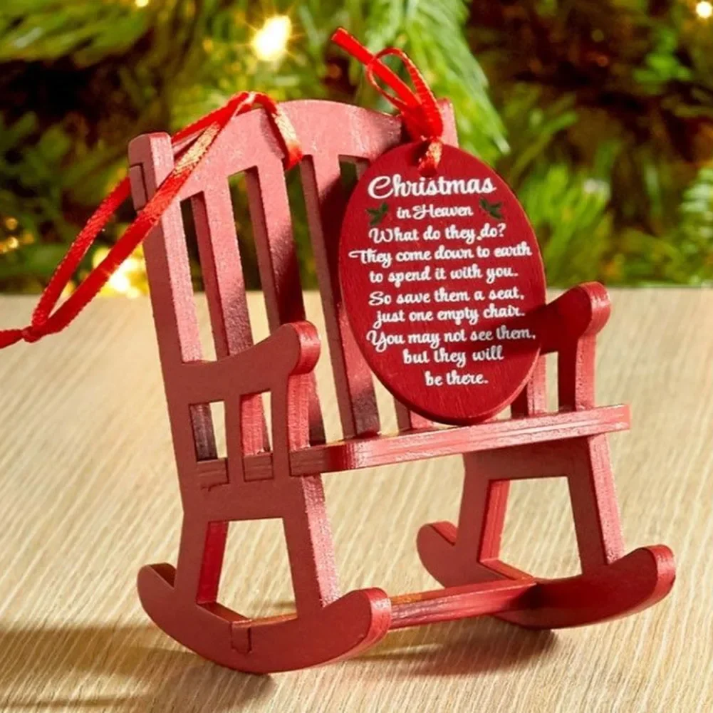 Christmas In Heaven Chair Memorial Ornament Wooden Rocking Chair Christmas Decor Noel Navidad Home Decor Hanging Decor