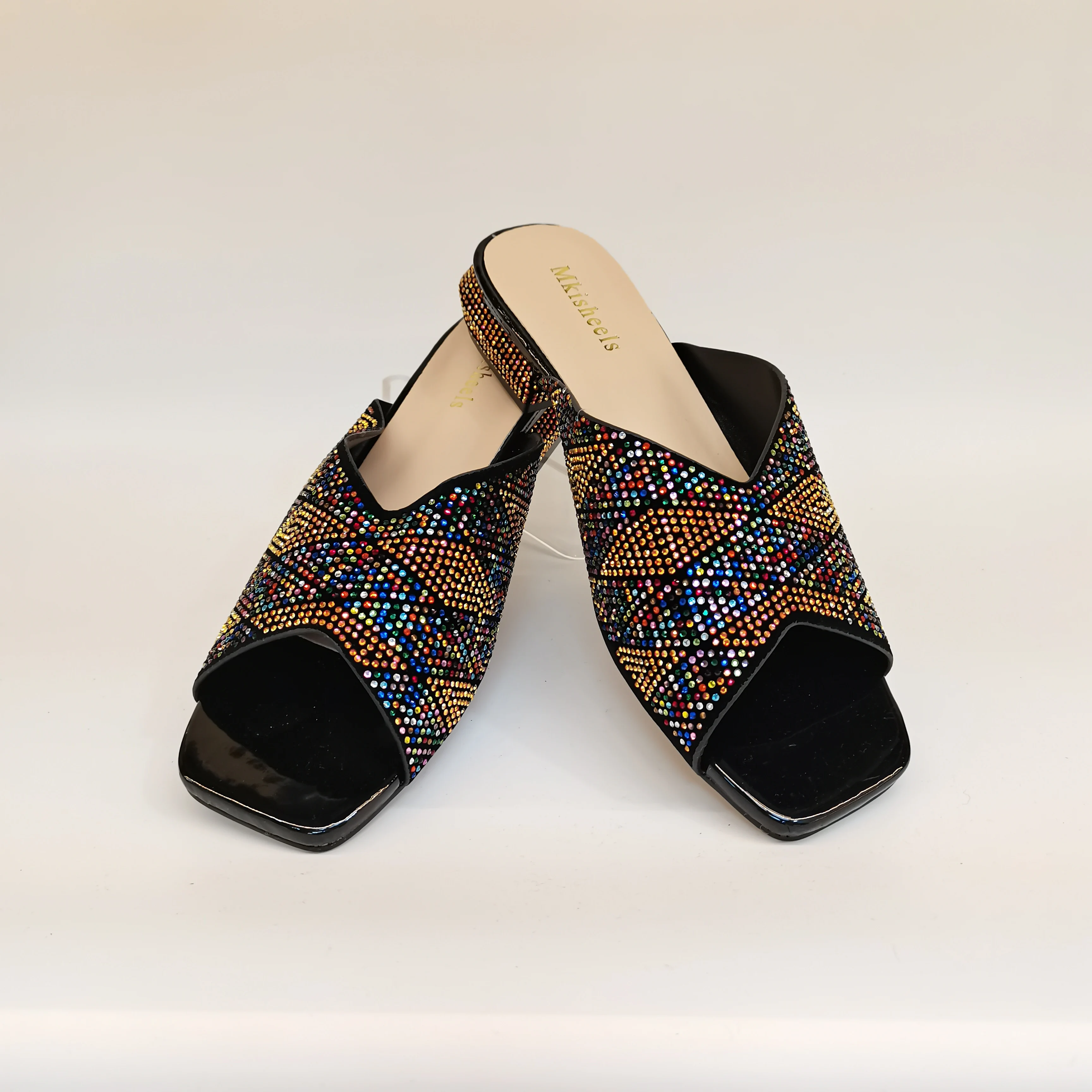 Good Quality Women Rhinestone Slippers 2025 New Women  Rhinestone Sandals Ltaly Style Lady Casual Shoes F4-1213-2