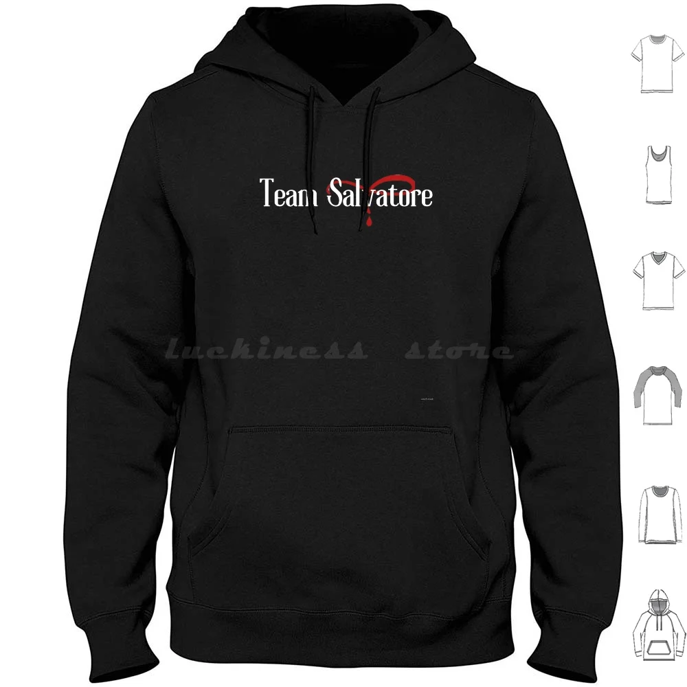 Team Salvatore moletom com capuz de algodão manga comprida Vampire Diaries Salvatore Stefan Damon