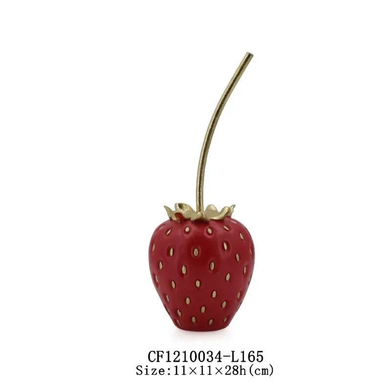 Simulation Strawberry Fruit Display Resin Crafts Gold Strawberry Figurine Decorative Figurines Home Decoration Accessories