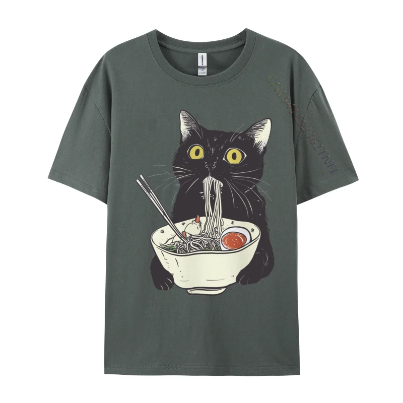 Ramen Cat Ramen Cat Cotton Men T-shirts Print T Shirt Slim Fit Group T Shirts Drop Shipping Tops Shirts Design image 2