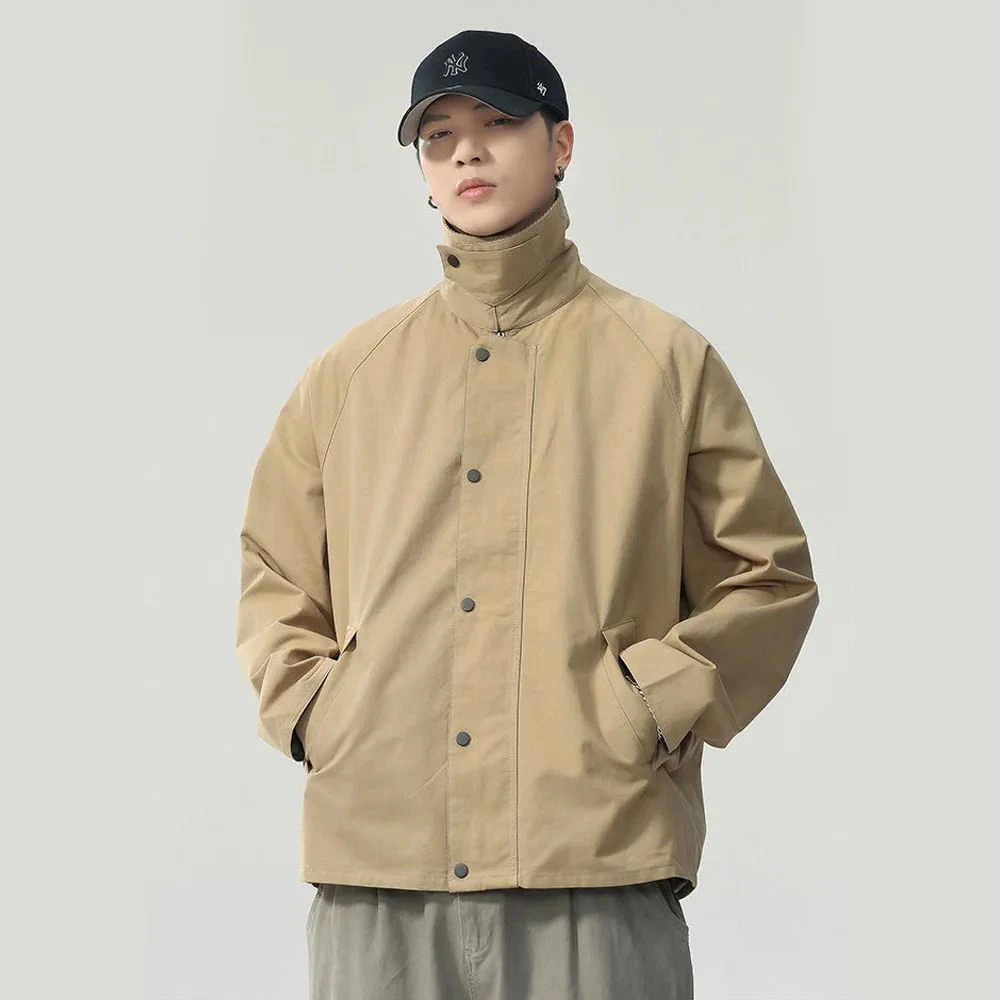 

Lapel Jacket Men Spring Autumn Japanese Korean Streetwear Fashion Loose Casual Vintage Cargo Jacket Coat Outerwear