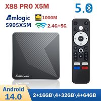 X88 PRO X5M Android 14 Smart TV Box  Amlogic S905X5M Wifi6 4K 2.4G/5G Dual WIFI 1000M LAN BT 4GB 64GB Set Top Box Media Player