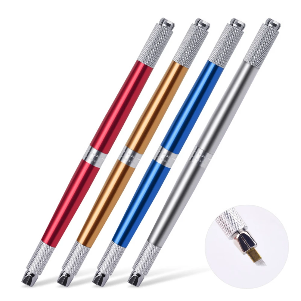 50 pcs Three heads universal Manual eyebrow pen Light luxury Wheel tattoo eyebrow needle dedicated pen free gift 5 wheel needle