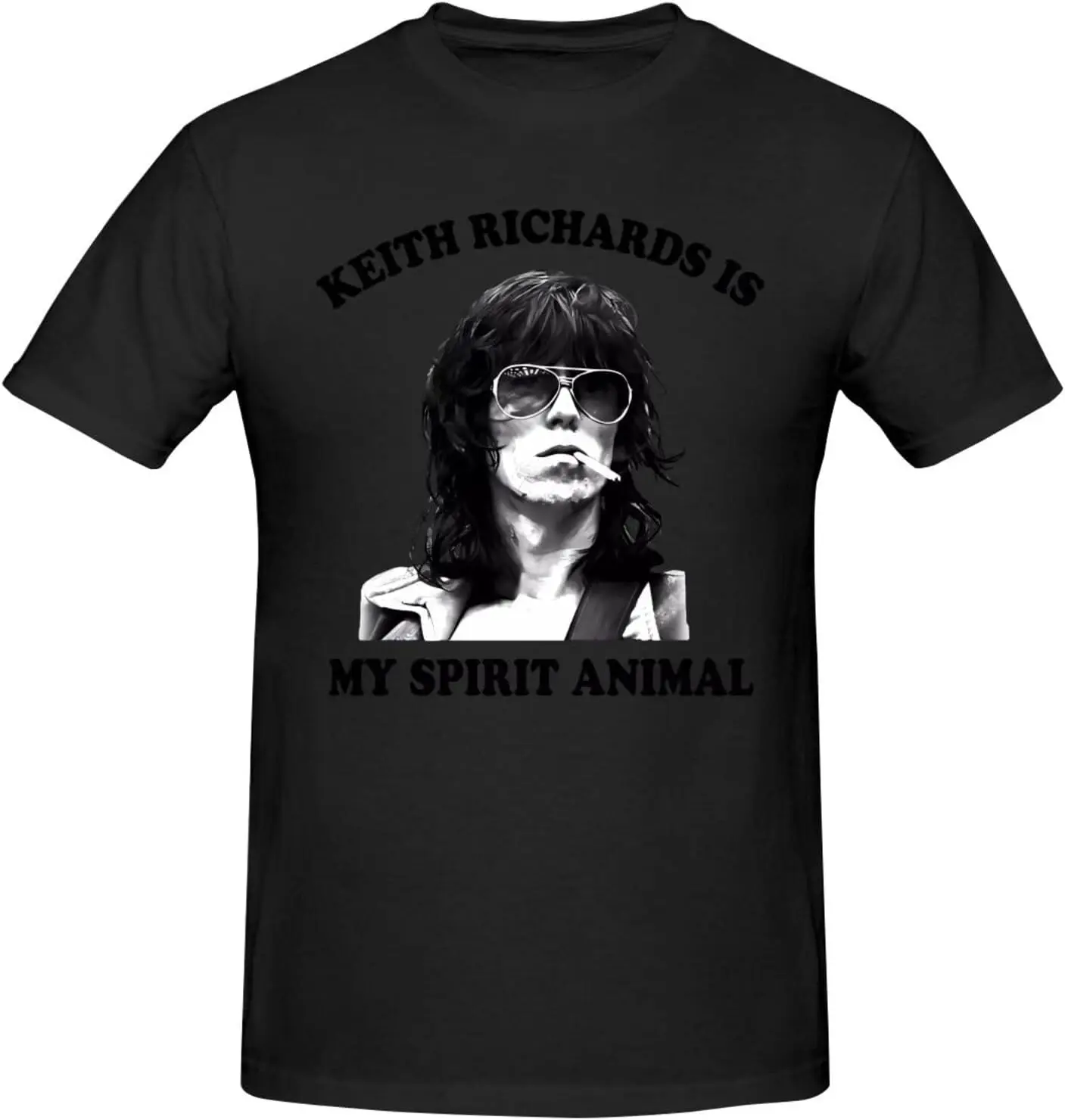 Keith Music Richards T-Shirt Men's Cotton Performance Basic Short Sleeve T-Shirt Tops Tees Black