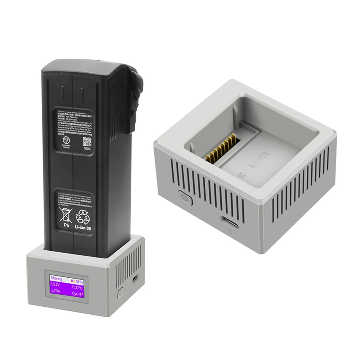 A51I For 3/3 Pro Battery Charger Drone Flight Battery Fast Charger Type-C Charging Hub with Color Screen Display