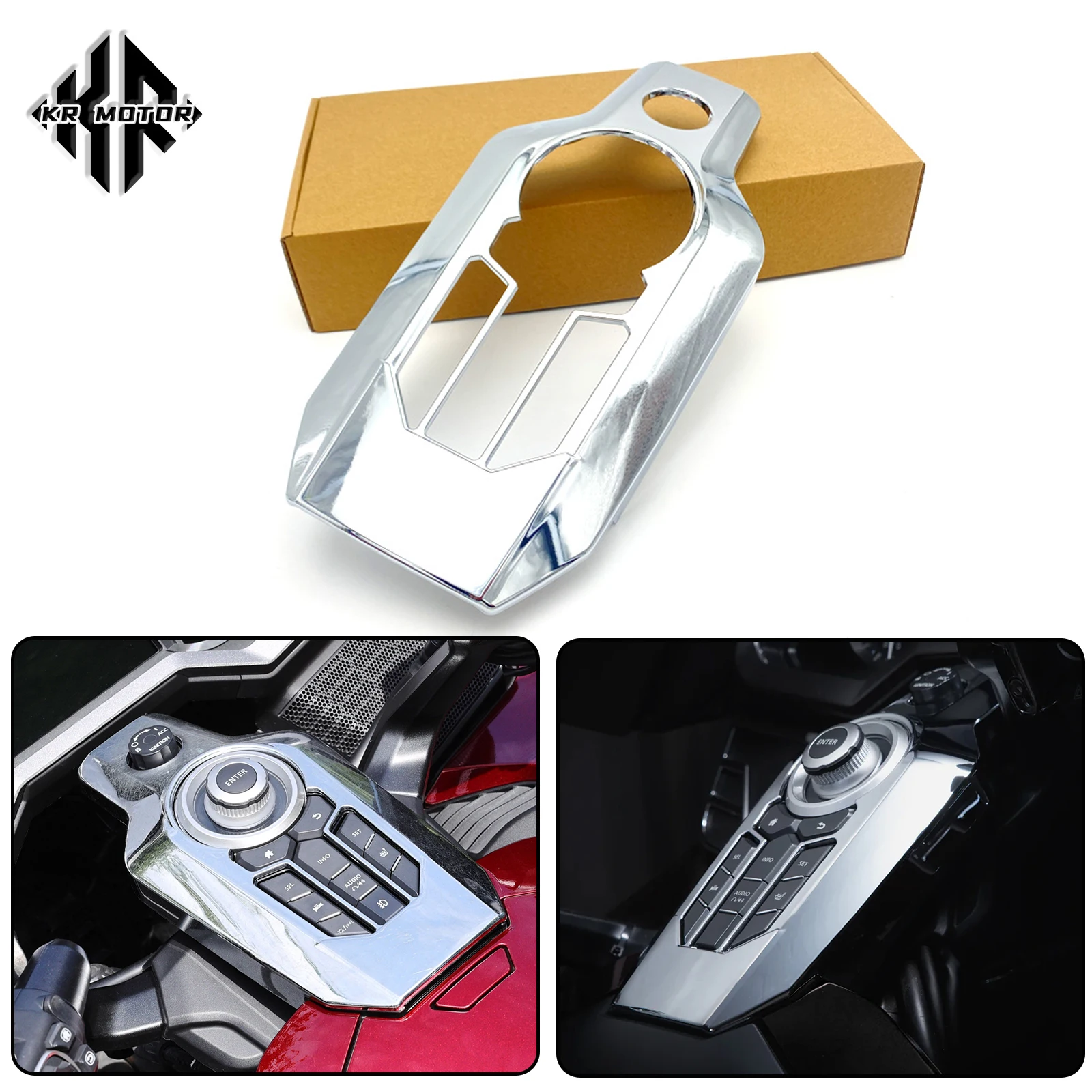 KR MOTO For Honda Gold Wing GL 1800 Tour DCT GoldWing GL1800 2018-2023 Center Console Switch Panel Cover Trim Accessories Chrome