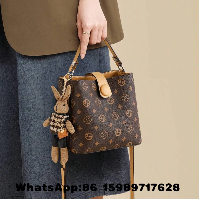 

2026 New Summer Vintage Monogram Bucket Bag For Women Fashion Premium Handbag Casual Commuter Shoulder Crossbody Bag For Mom