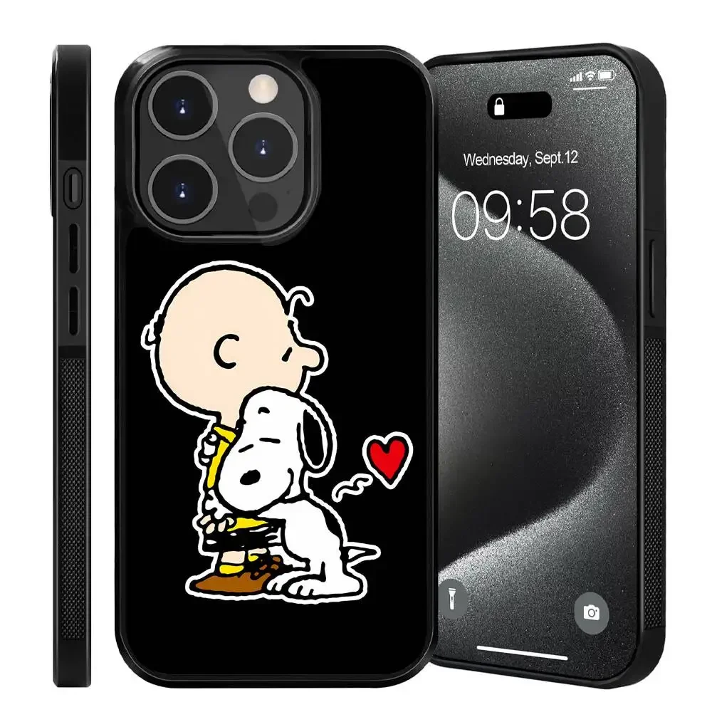 Comics S-Snoopy C-Charlie Brown Phone case for iPhone 17 Air 16 15 Pro Max 14 Plus 13 12 11 Black Hard PC Drop-Proof Back Cover