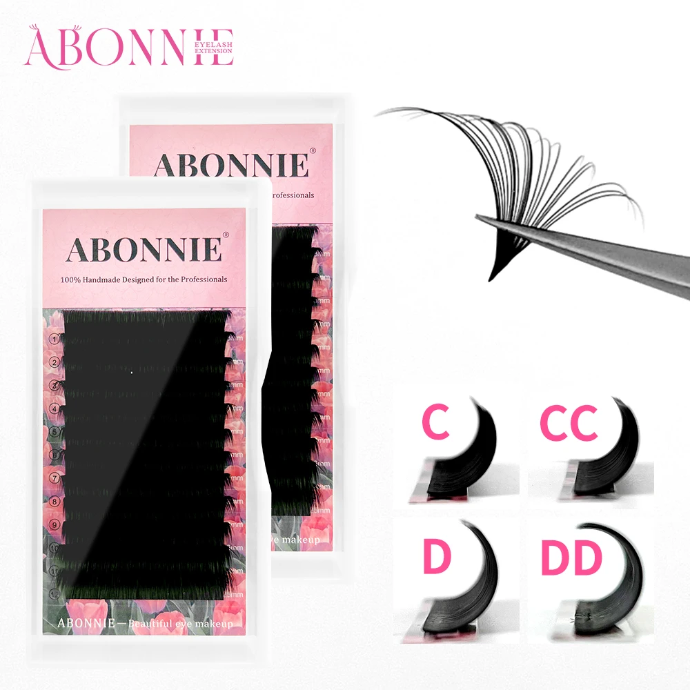 Abonnie Cashmere Blomming Lashes Easy Fan Eyelash Extensions Mega Volume Fans 8-25m All Size Eyelashes Supplies for Eye Beauty