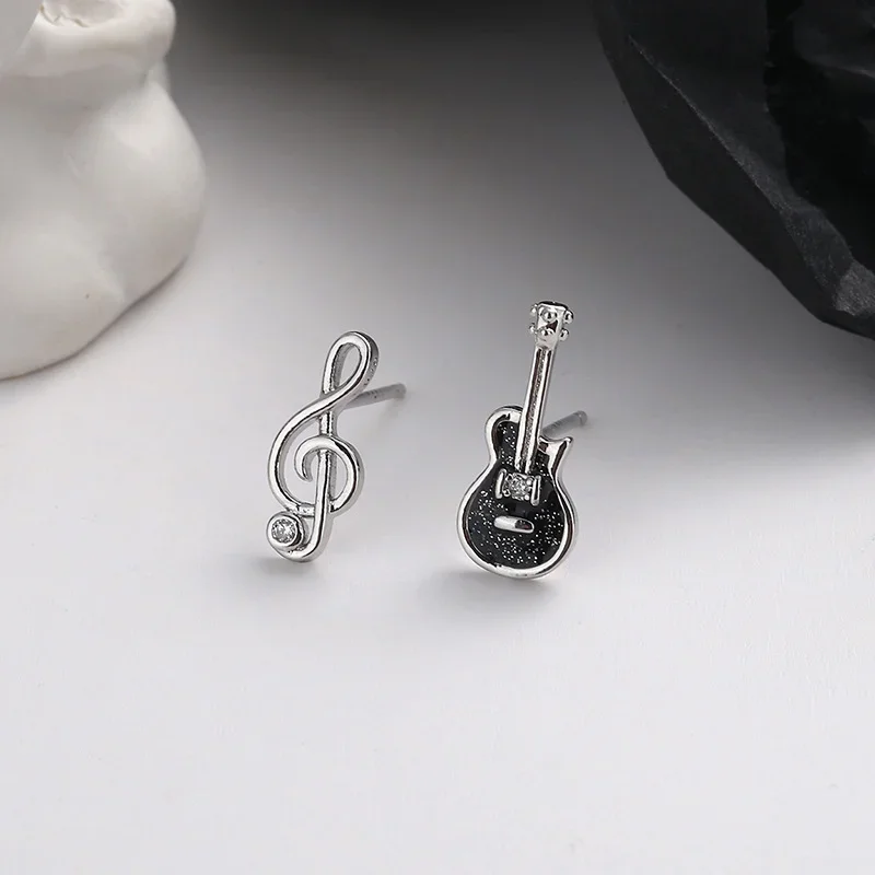 Guitar Character Earring 0.2ct Stud Earring  Moissanite Earrings Elegant Woman's Earring Wedding Gift Fashion Jewelry