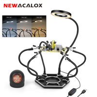 NEWACALOX Helping Hand Soldering Third Hand Soldering Tool PCB Holder with Solder Iron Tip Cleaning Ball for Soldering Repair