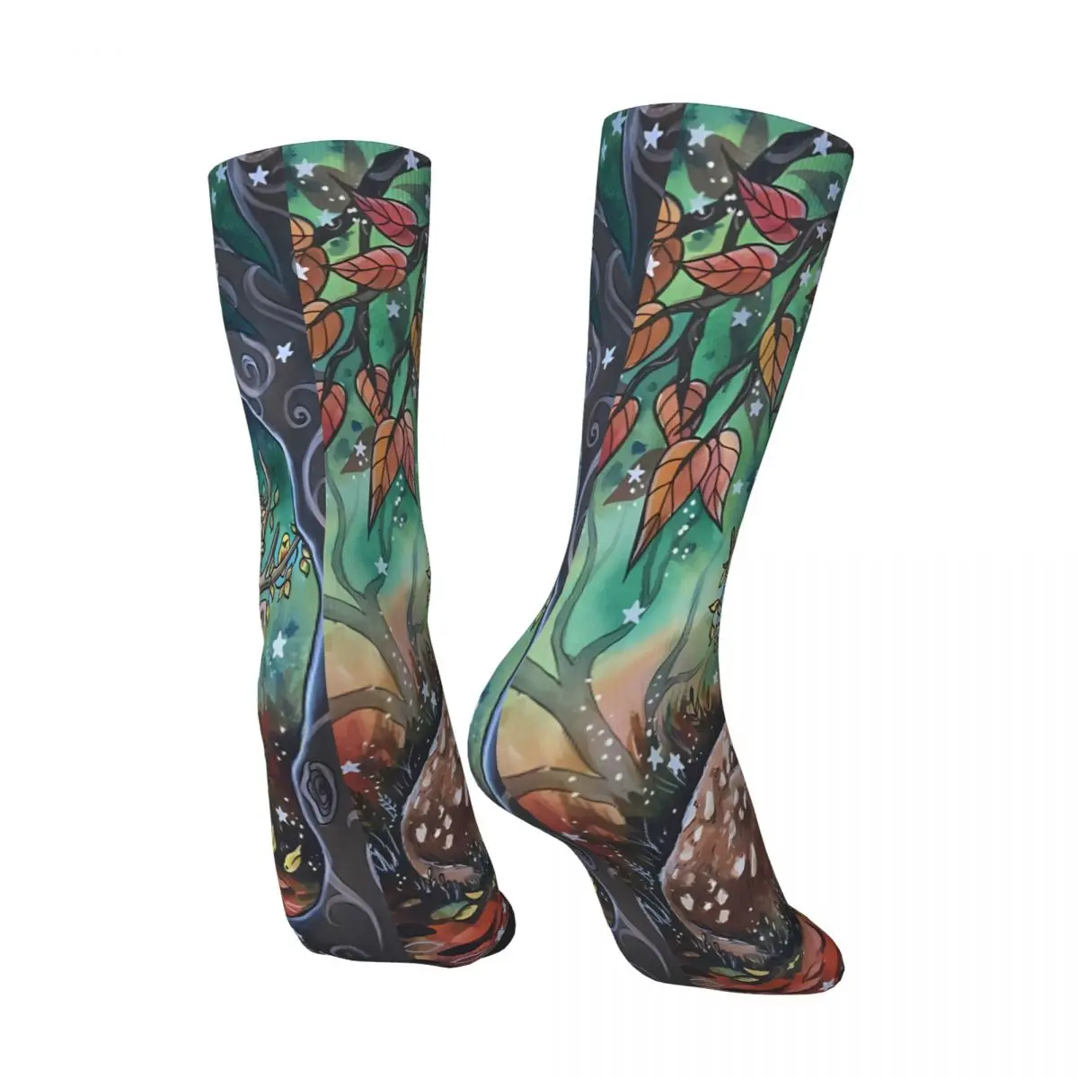 Elk impresso poliéster meia, Homem, Homem