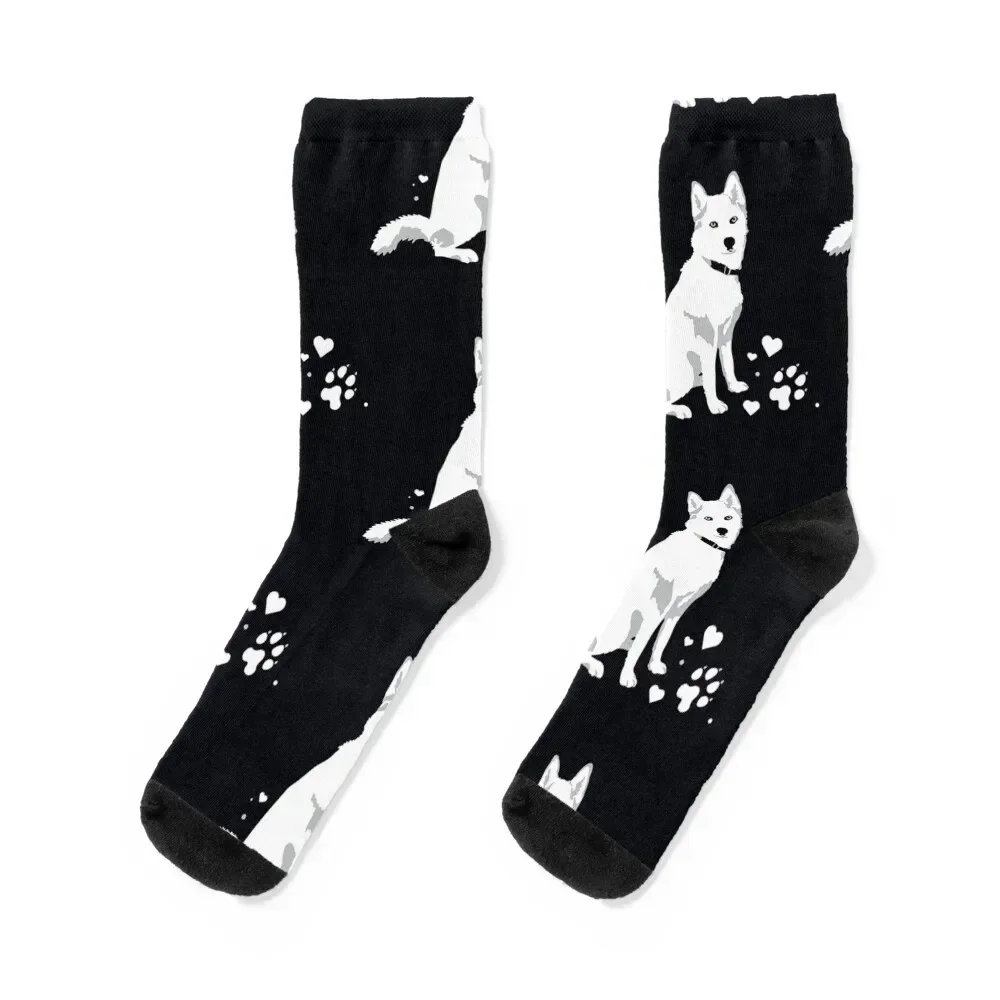 cute white Siberian Husky sweet white Snow dog Socks fashionable winter thermal Men's Socks Luxury Women's