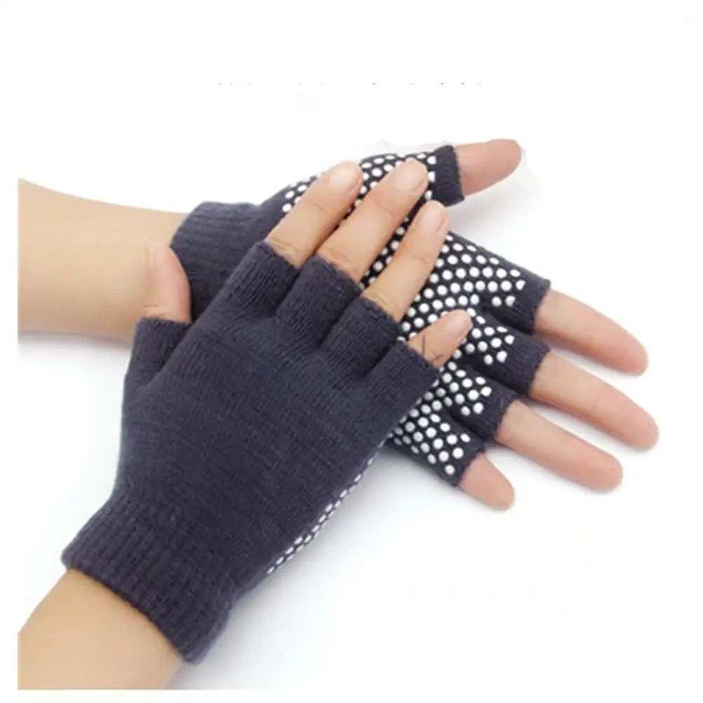 

Non Slip Yoga Gloves Soft Breathable Fingerless Knitted Half Sports Fitness Comfortable Machine Washable Cotton Gloves