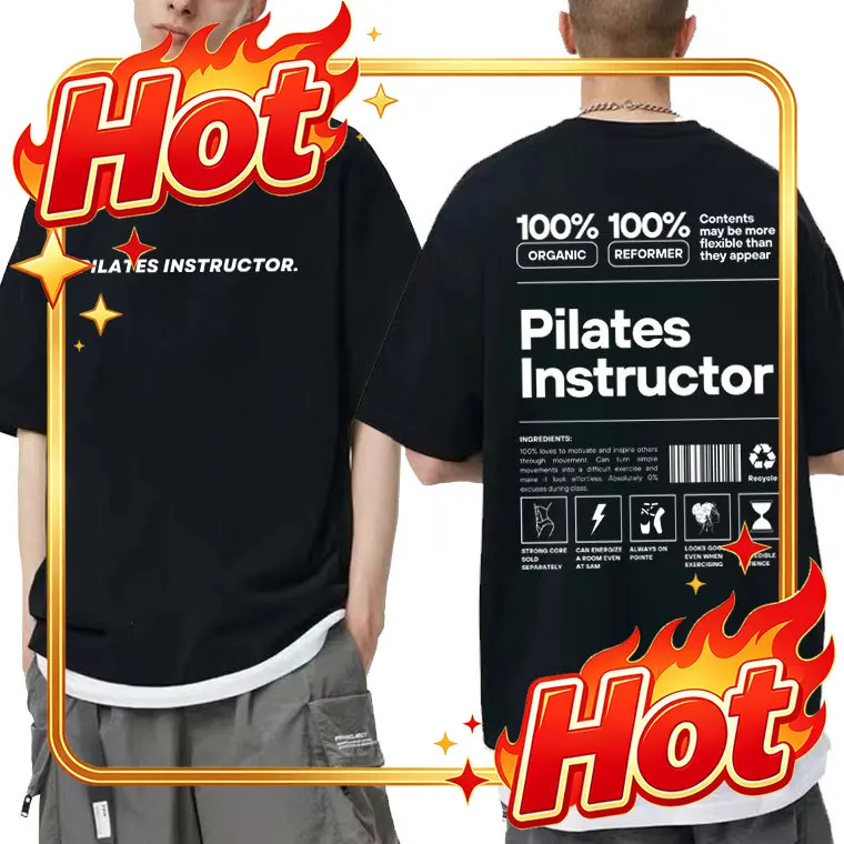 Custom Pilates Instructor Pump Cover Tshirt Men Women Fitness Funny Powerlifting Workout Bodybuilding T-shirts Male Gym Oversize