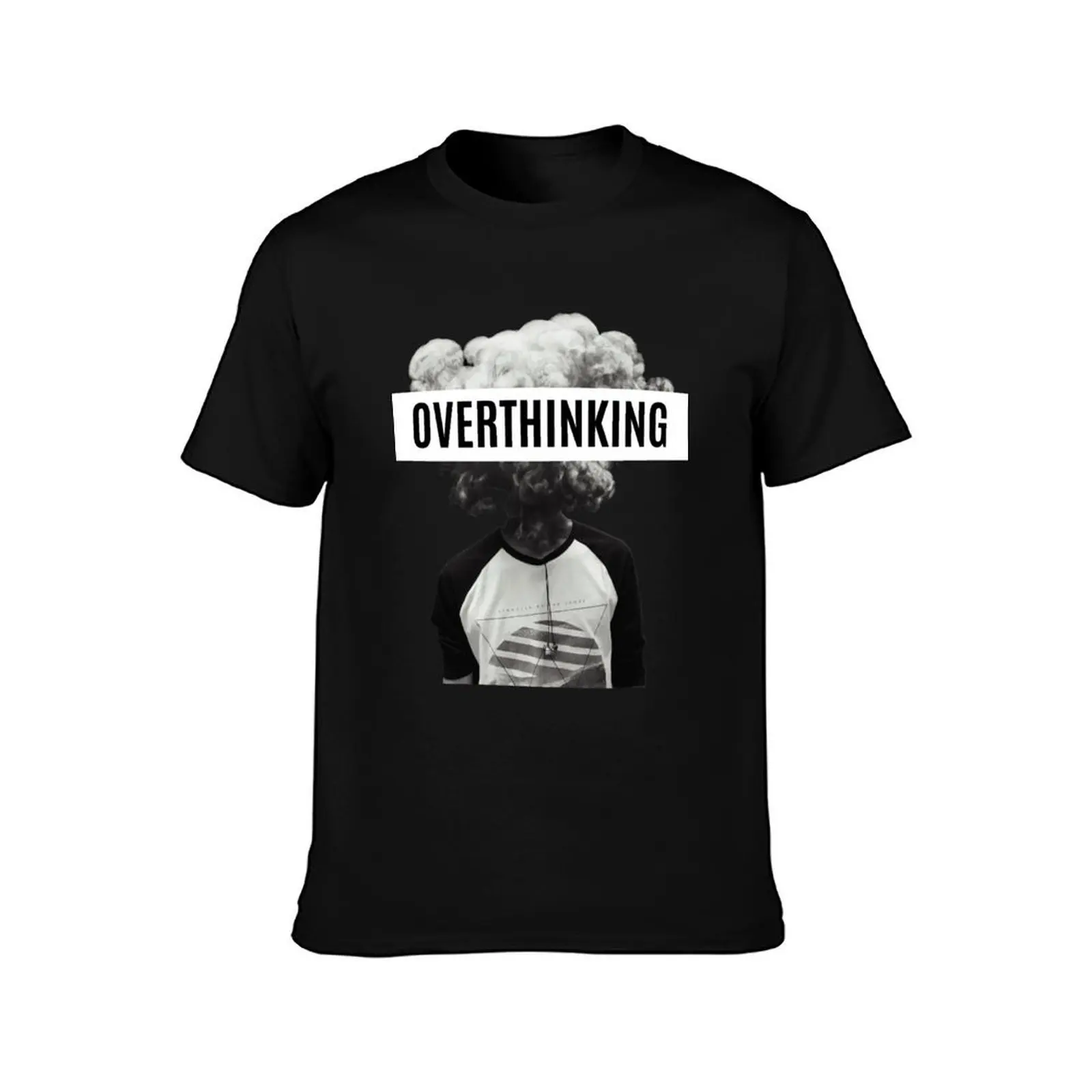 Overthinking head T-Shirt, Summer Casual Cotton Tee, Oversized Streetwear Tops, Vintage Graphic Print, Loose Fit Short Sleeve