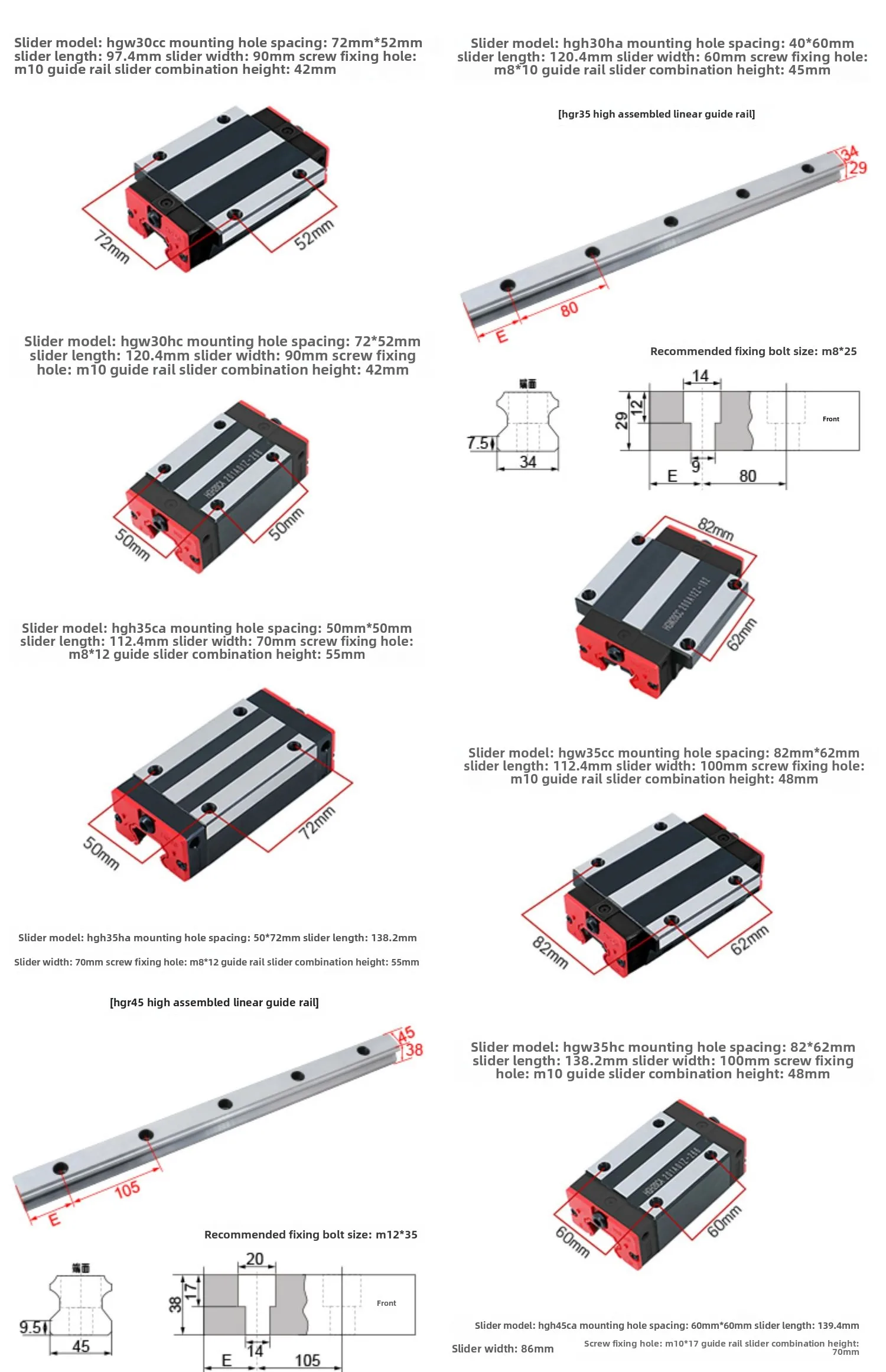 HGH15CA HGW15CC HGH20CA HGH20CC HGH25CA HGH25CC Linearführungsschienenblöcke für CNC-Fräsmaschinen – Detail 7