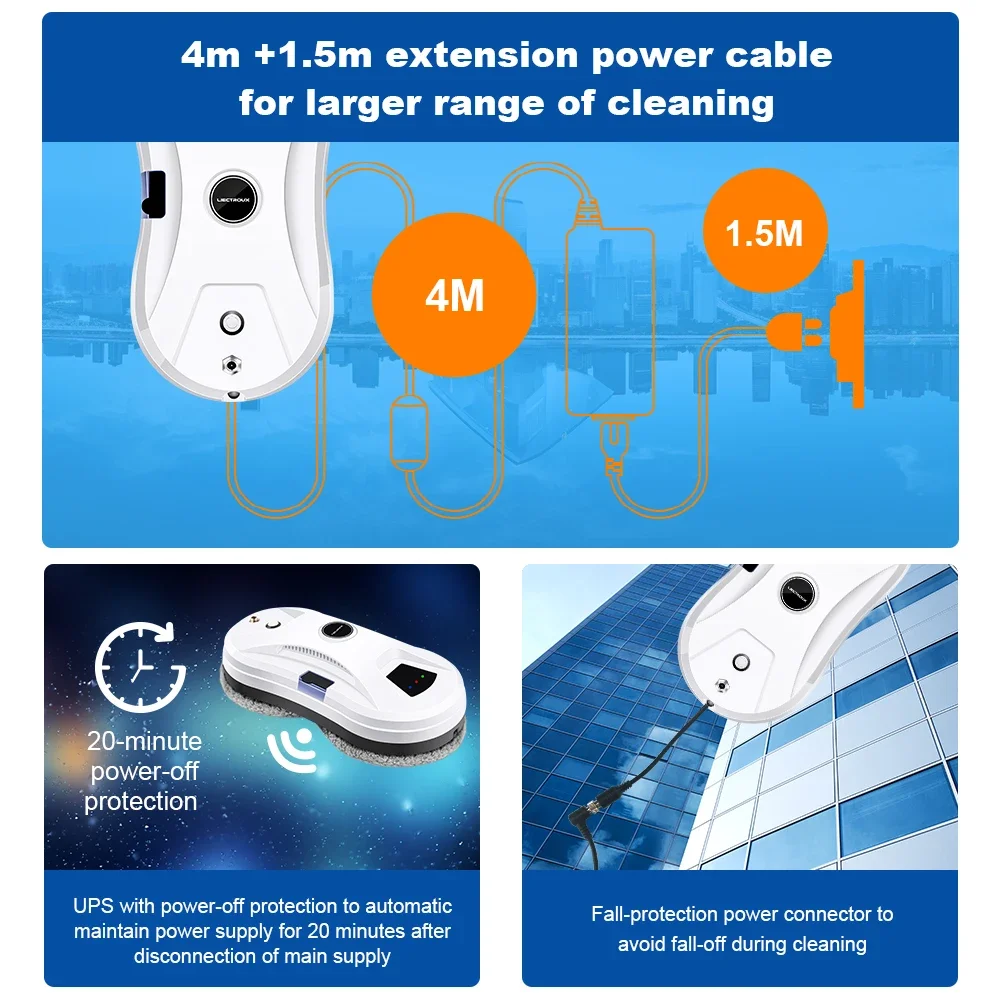 Liectroux YW610 Window Cleaning Robot, Water Spray,Ultrathin Window Robot Vacuum Cleaner,Glass Wiper,Dry & Wet Mopping,AI Route