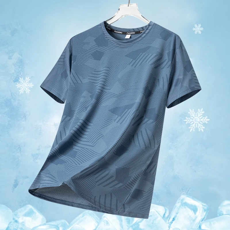 Männliches Lauf-T-Shirt, Sommer, atmungsaktiv, verschleißfest, Fitness-Sport-T-Shirt, Outdoor, leicht, Jogging, Fitnessstudio, Training, Sportbekleidung