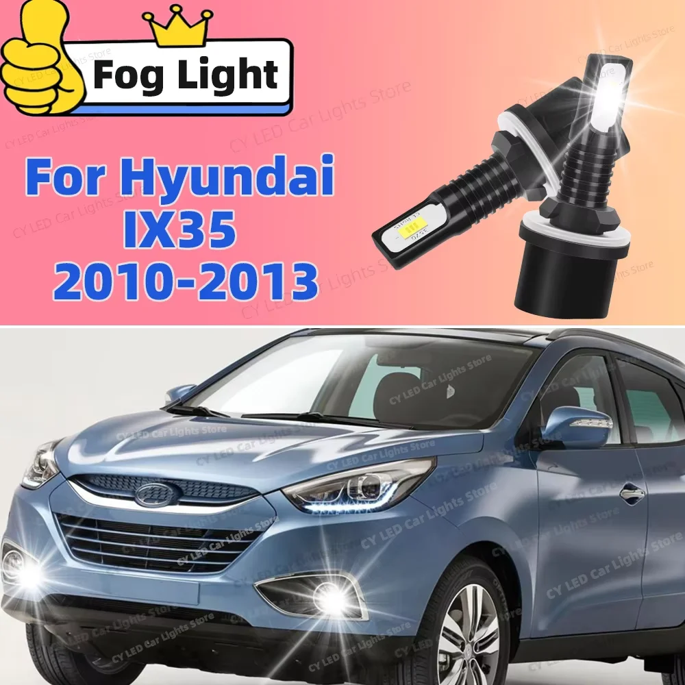2Pcs LED Lamp Car Front Fog Light Accessories For Hyundai IX35 2010 2011 2012 2013 20000LM Ultra Bright Anti-Glare