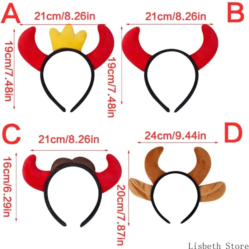 124a Halloween -kostuum kopstuk met flexibele hoorns niet -slip haaraccessoire huid vriendelijke stof vakantie feestviering