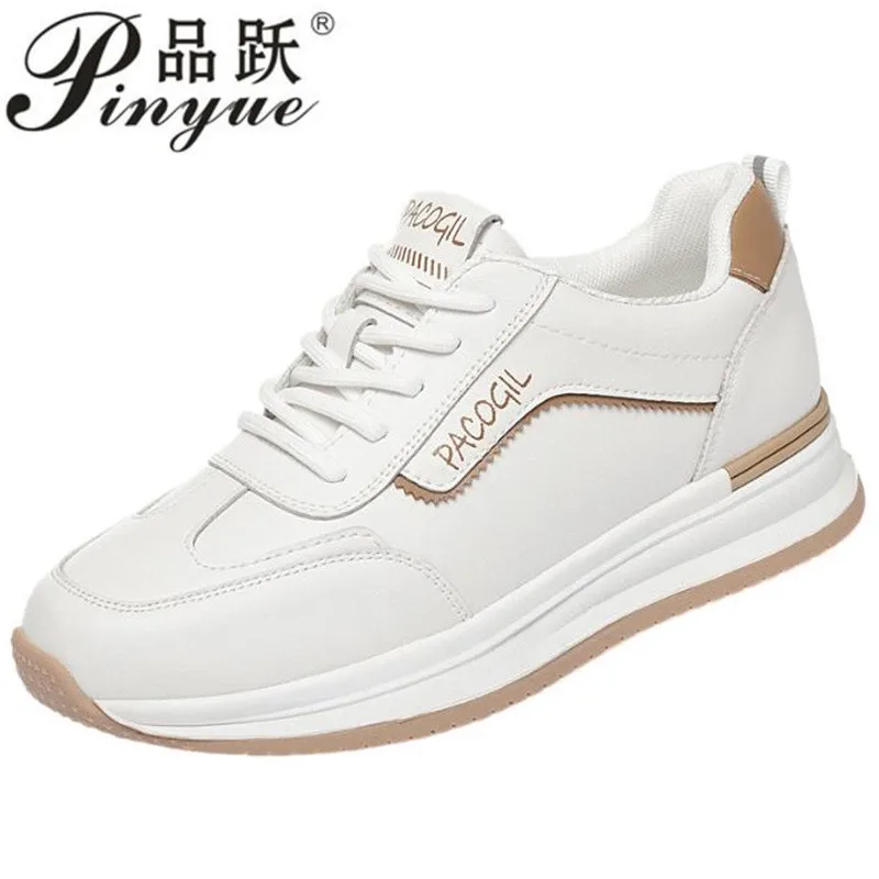 3.5cm New Spring Fashion Versatile Non Slip Women's Comfort Breathable Sneakers Mother Soft Leather Soft Sole Causal Shoes