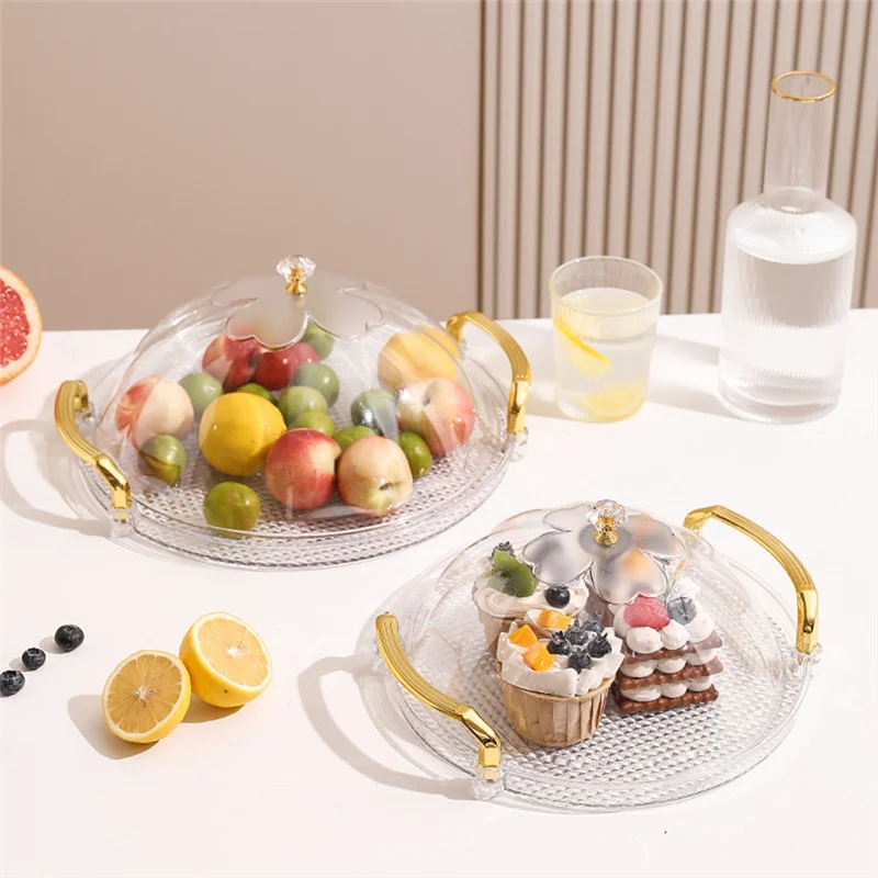 

High Quality-Cake Stand, Round Tray With Lid, Multipurpose Tray With Handle For Tea Breakfast Office Coffee Table,Cake Stand, Ro