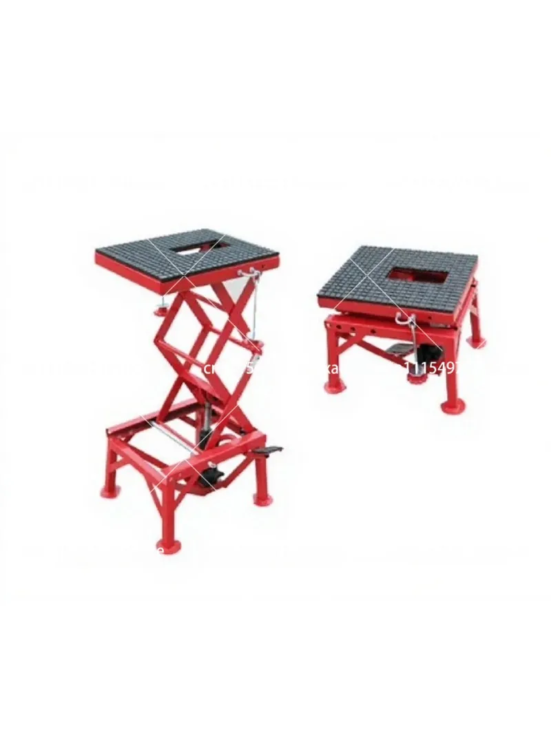 Portable Hydraulic Scissor Lift Stand Table for Motorcycle Jack with Fastening Straps Red Silver Blue