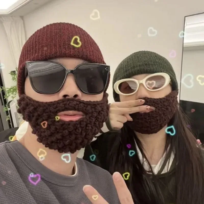 

Funny Hip Hop Novelty Beard Hat Mens Womens Gag Gift Knit Beanie Unisex Winter Warm Scarf Costume Party Christmas Cosplay Prop