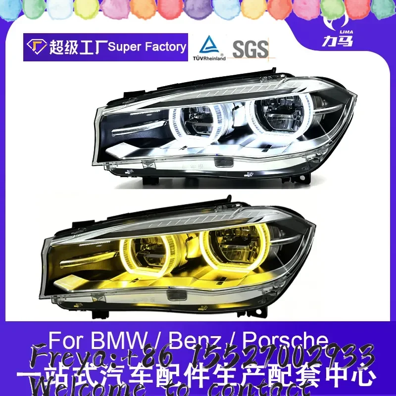 Suitable for 14-18 X5 F15 F16 headlight daytime running light two-color angel eye headlight assembly